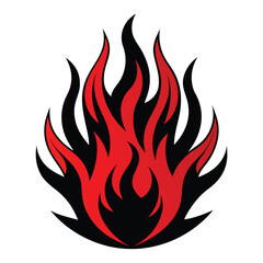 Fire and flames. Black and red fiery flames. Vector scalable design on white background