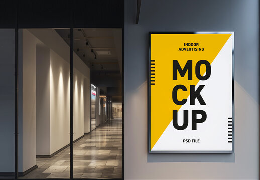 Outdoor shopping mall poster mockup  - generative ai image