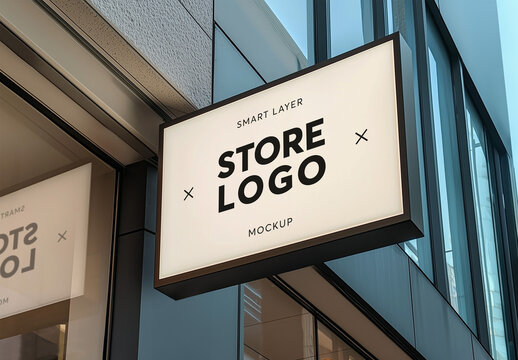 Outdoor store or restaurant logo sign mockup  - generative ai image