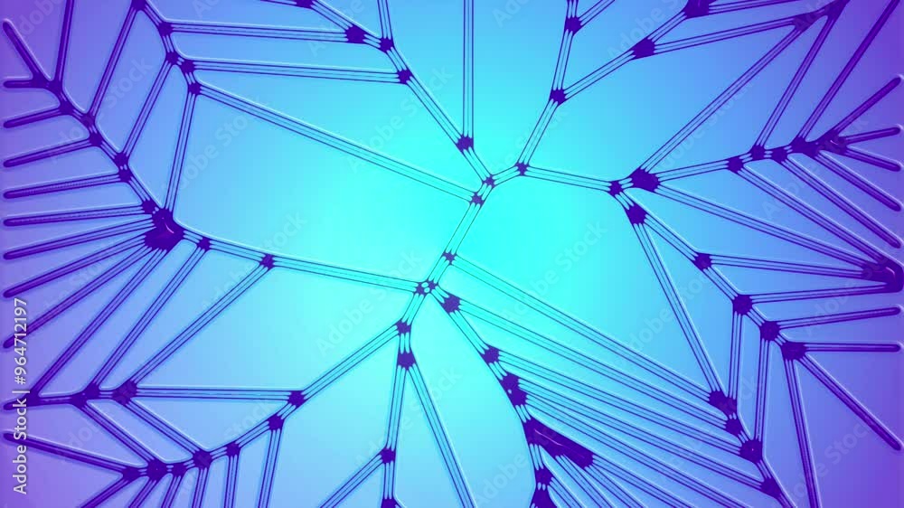 Poster Digital loop animation of stylized pulsating organic cells in blue. 3d rendering