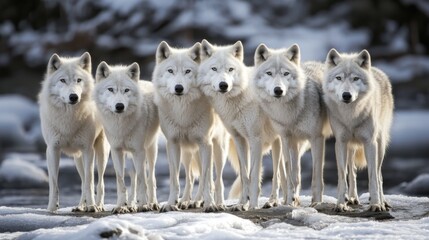 Obraz premium Majestic White Wolves Group