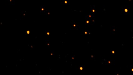 Fire ember particles or sparks flying with different speed in turbulent windy conditions. Realistic looking effect with real world physics.
