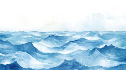 watercolor light blue ocean ripples background illustration. nature background