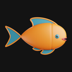 Premium fishing fish icon 3d rendering on isolated background