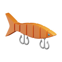 Premium fishing fake bait icon 3d rendering on isolated background