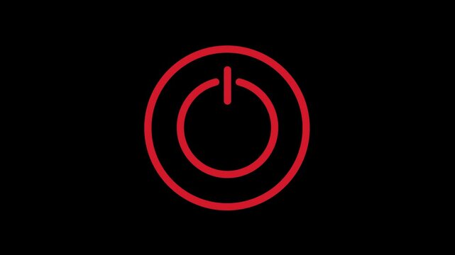 Power batton icon animation on black background. power baton on off.