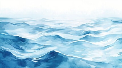 Obraz premium watercolor light blue ocean ripples background illustration. nature background