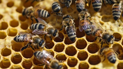 Honey Bees on Honeycomb