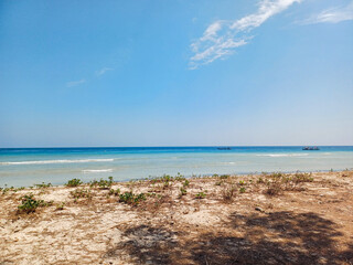 Obraz premium Gili Islands, Indonesia, Asia. Beautiful beach crystal clear water and white sand in an exotic tropical destination. Gili Trawangan Island, Lombok, Indonesia