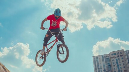 BMX Biker Performing Tricks in Mid-Air