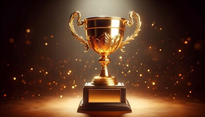 High-Resolution Winner Cup Trophy Image on Black Background.