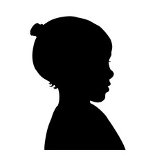 Silhouette of a little girl side view, progil - vector illustration