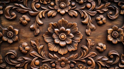 Intricate Wooden Floral Carving