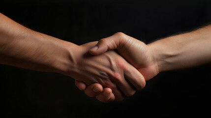A close-up view of two hands shaking firmly, symbolizing agreement, partnership, and mutual understanding, highlighting the importance of human connection and cooperation.