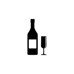 Elegant silhouette icon of a wine bottle and glass, perfect for a sophisticated setting.