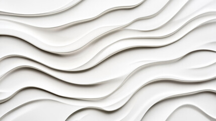 Fototapeta premium Abstract 3D white wavy patterns creating an undulating texture and depth on the surface, ideal for modern and contemporary backgrounds or wallpapers.