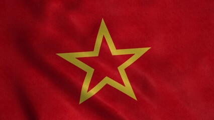 Red Army flag blowing in the wind. Realistic flag background. 3d illustration