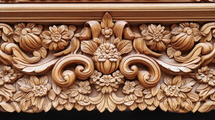 Ornate Wooden Carving with Floral Design