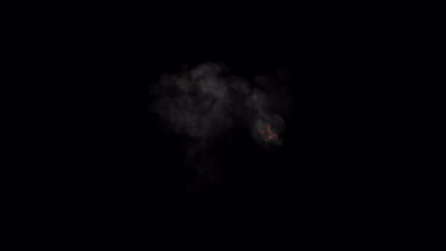 Super slow motion fireball with smoke, three speeds with alpha channel for transparency, 4k 24p