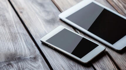 Modern Mobile Devices on Wooden Table