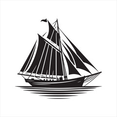 Lugger Silhouette Vector Illustration – Perfect for Nautical-Themed Designs