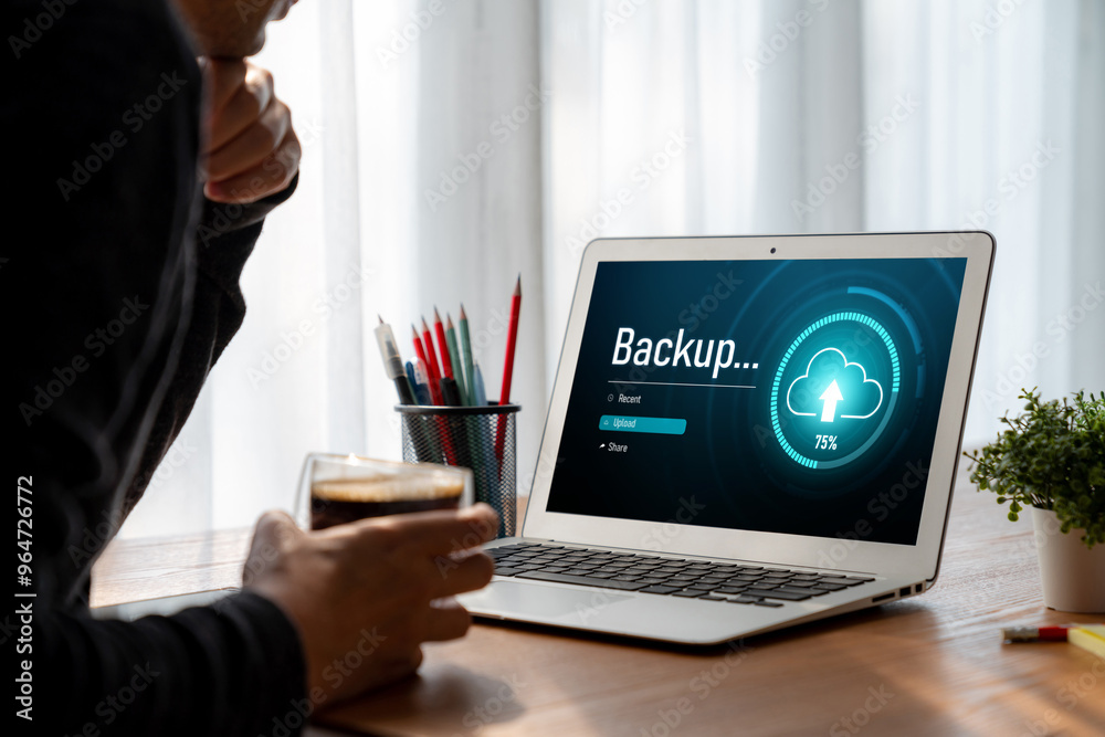 Aufkleber backup storage data internet technology business concept. database storage cloud technology file dat