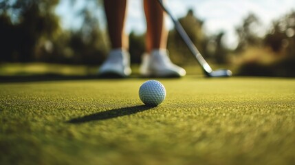 Close-up of a Golf Ball on the Green