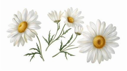 Fototapeta premium vintage botanical illustration of chamomile flower isolated on white herbal medicine