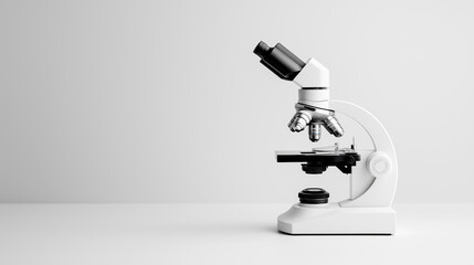 A microscope is on a white background