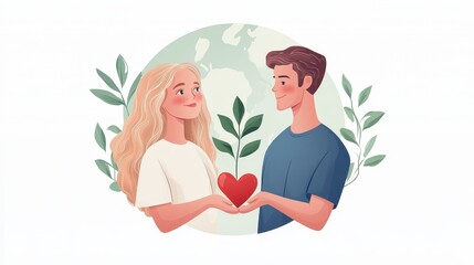 Fototapeta premium A man and a woman holding a heart in their hands
