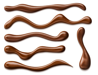 Chocolate drops isolated on white background. Vector realistic