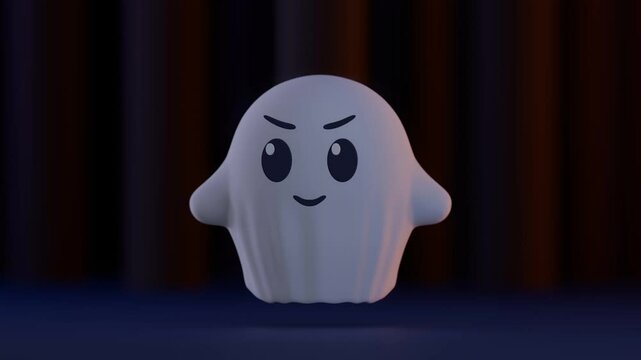 3d animation of cute ghost HD 4k loop video