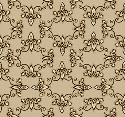 Obraz premium Arabesque floral seamless pattern. Flourish ornamental texture in damask asian style.