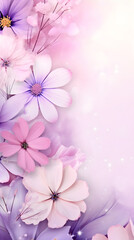 A soft and light pastel floral arrangement with an elegant gradient background, showcasing a variety of flowers in their delicate beauty, perfect for serene and peaceful-themed designs.