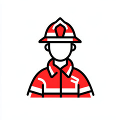 Firefighter Icon:  A simple, yet impactful icon of a firefighter in their full uniform, ideal for representing safety, bravery, and service.  