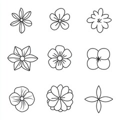 Blooming Simplicity: A collection of nine minimalist flower illustrations, perfect for nature-inspired designs and projects.