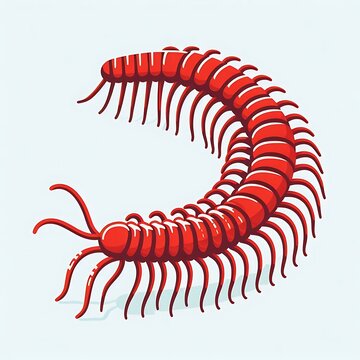 red centipede crawling on white background clip art preview