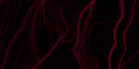 Crimson red wavy lines abstract landscape lines glowing virtual network technology art. Soft dark red on Dark vector red fractal on black template colorful illustration with bent lines.