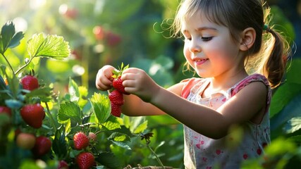Child outdoors in a garden, exploring nature and learning about plants, with a focus on the connection between children and the natural world