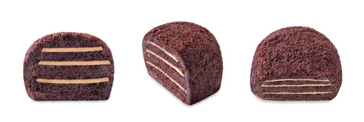 Chocolate cake in the form of ball on a white isolated background