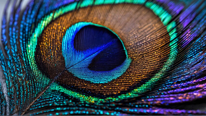 zoomed in shot of a peacock feather