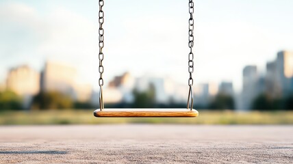 A tranquil scene featuring a swing in a city park, inviting relaxation and joy amidst the urban landscape.