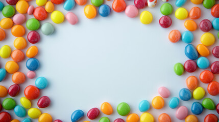 Fototapeta premium A frame made of colorful candies, perfect for a happy birthday celebration.