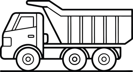  dump truck line art vector  illustration 