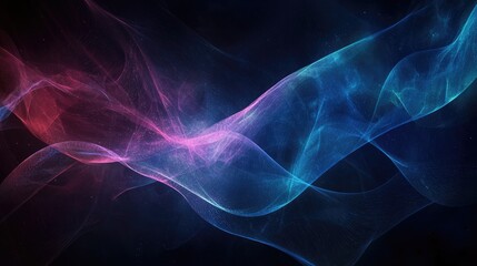 Abstract Blue and Pink Glowing Lines Flowing in the Dark Background -  Neon, Digital Art, 