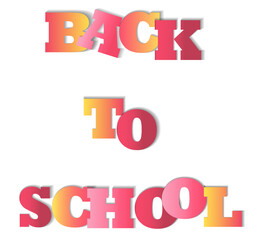 Text Back to School in colorful gradient letters on a white background. Concept of education and the start of the school year. Vector illustration