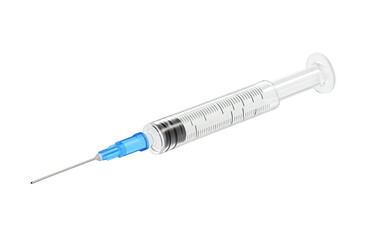 Medical syringe isolated on white or transparent background