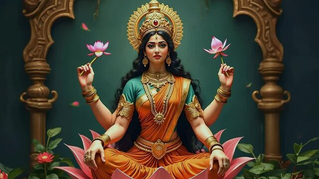 Talking video of The video of Mahalaxmi highlights her benevolent presence and sacred attributes, with scenes of elaborate ceremonies