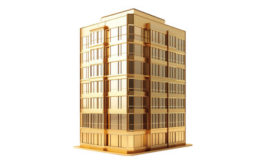Gold building isolated on white or transparent background