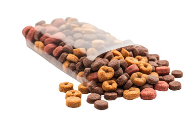 Packet of pet food isolated on white or transparent background